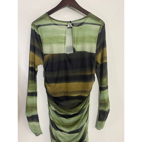 Anthropologie Striped Midi Dress - Green and Black - Picture 9 of 10